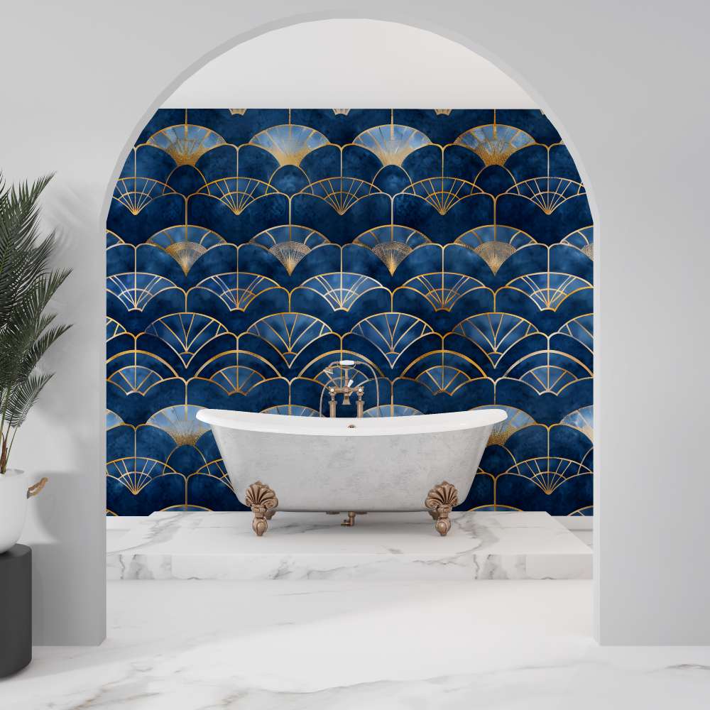 Papier peint salle de bain art deco sdb