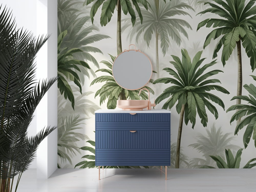 Papier peint tropical salle de bain salle deau