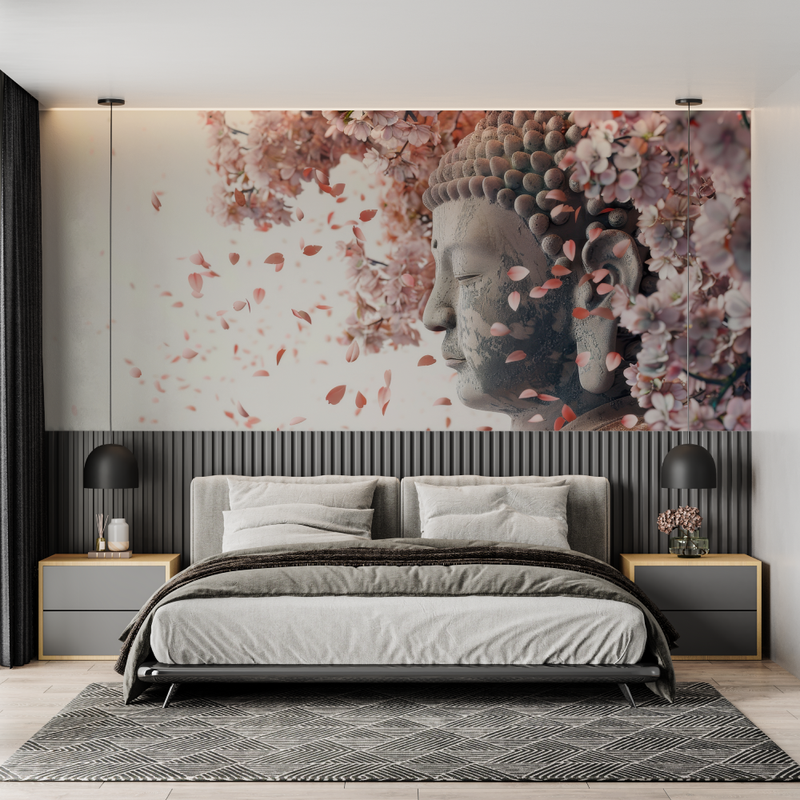 Papier Peint Fleuri Bouddha - chambre adulte