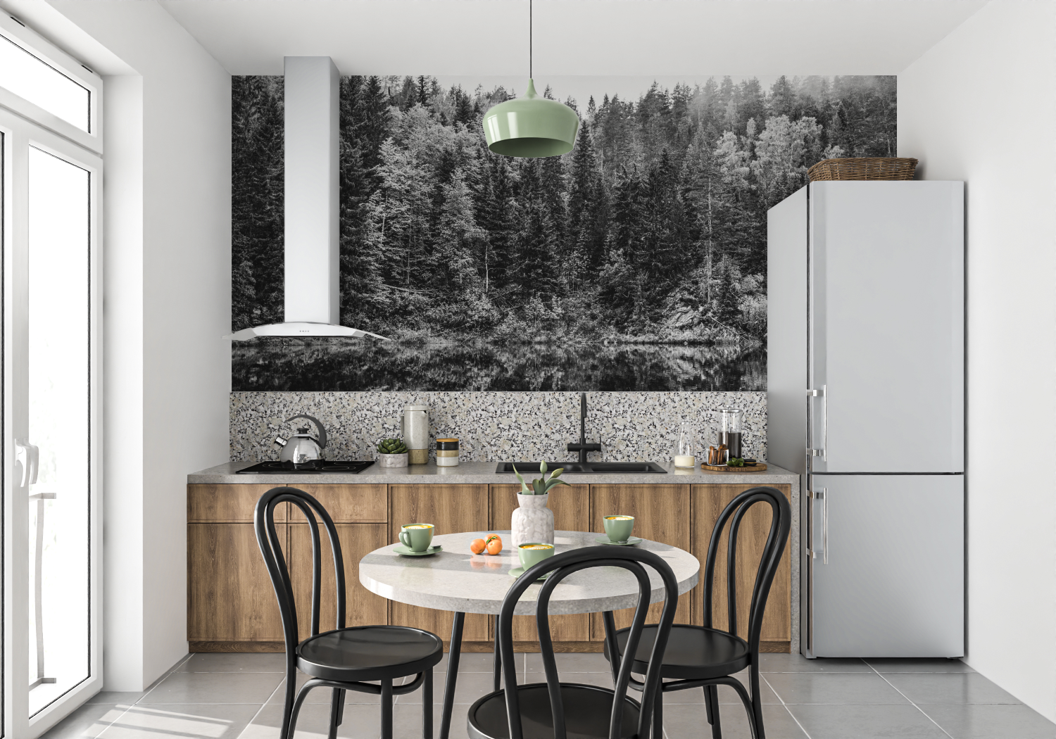 Papel pintado de la Selva Negra - pared de la cocina