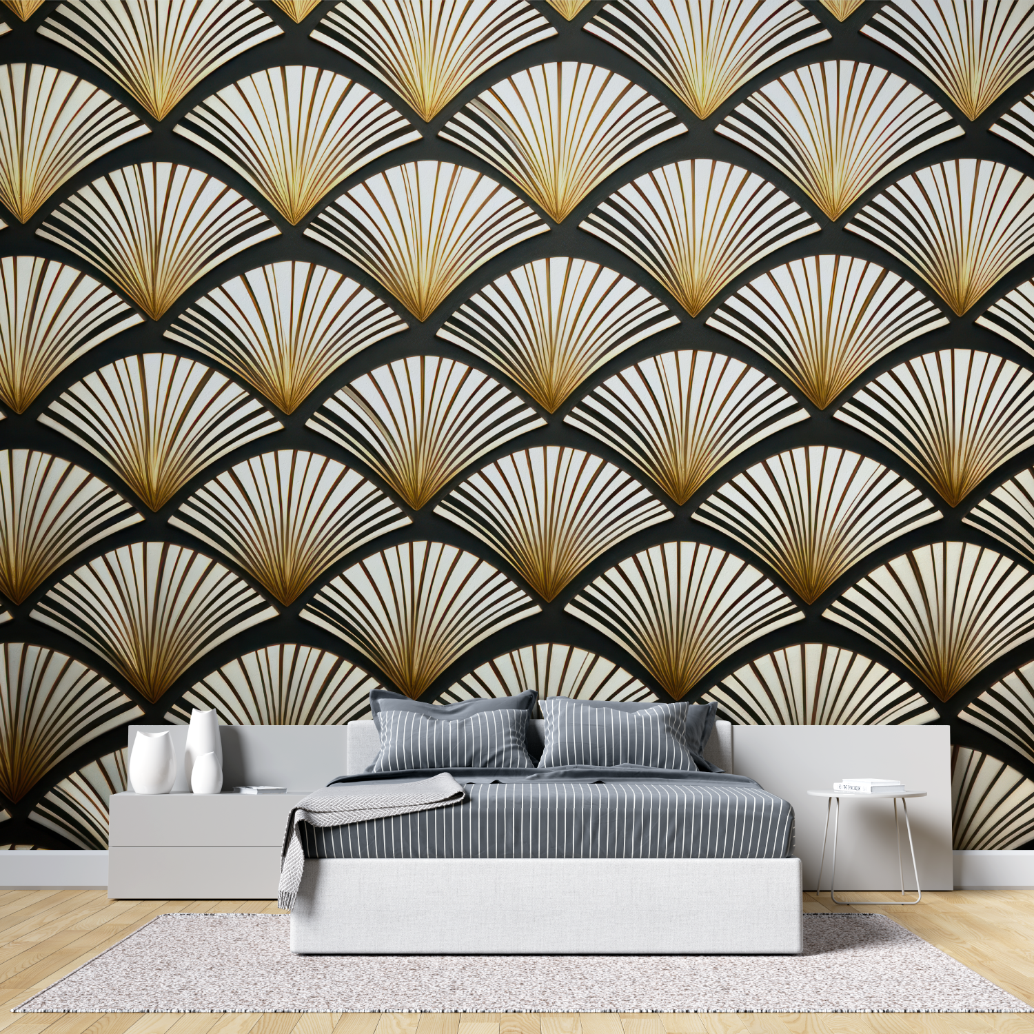 Papel pintado Art Deco Golden Mystery - dormitorio para adultos