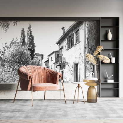 Papel pintado panorámico italiano en blanco y negro - pano mural