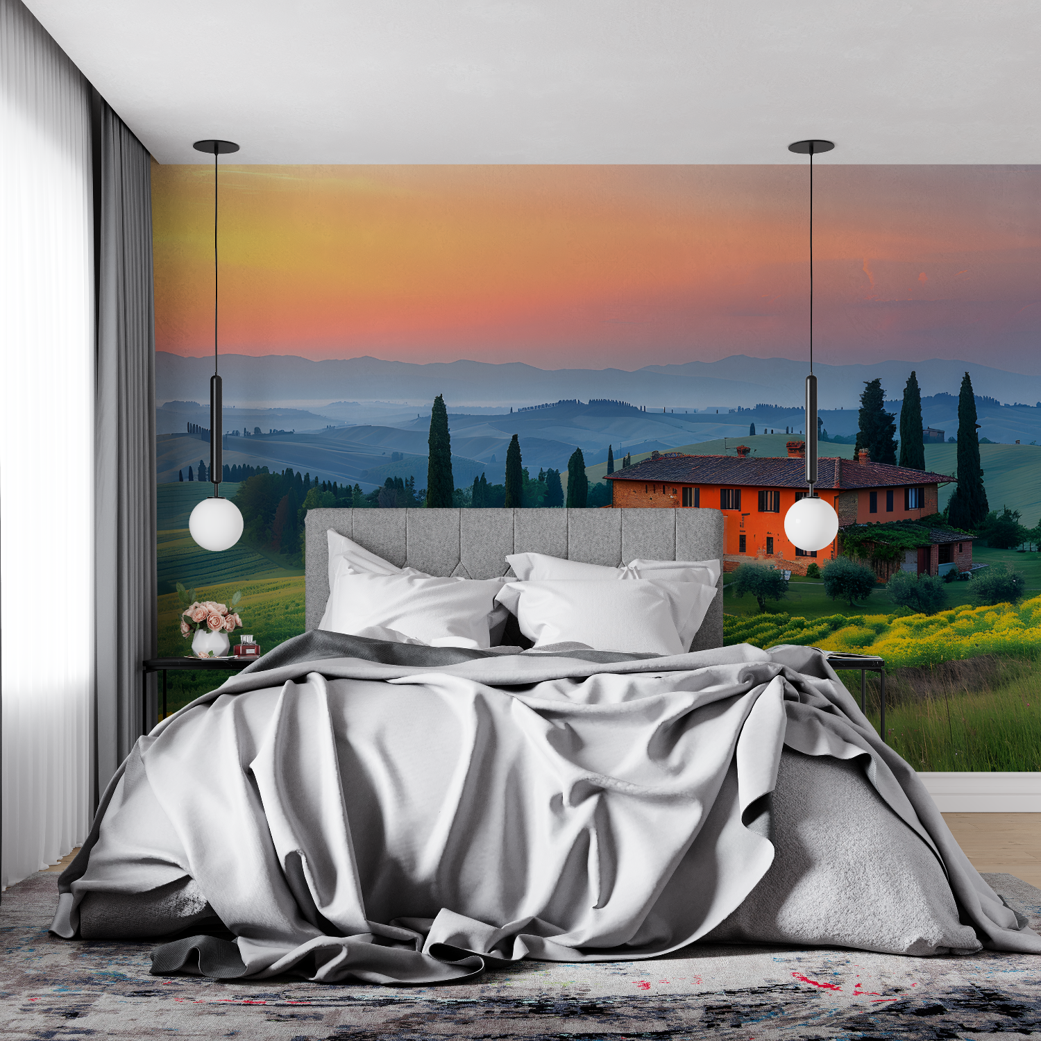 Papel pintado panorámico Paisaje de Toscana - panorámico 4murs