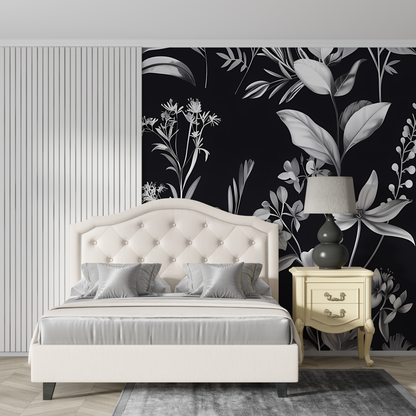 Papel pintado floral negro - tendencias