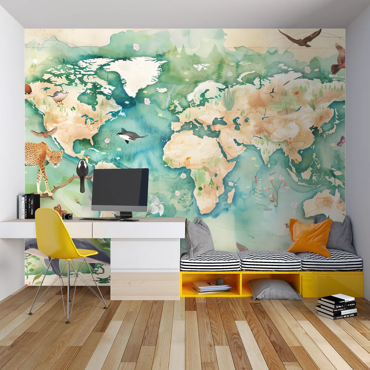 Papel pintado infantil Mapamundi - papel pintado para niño