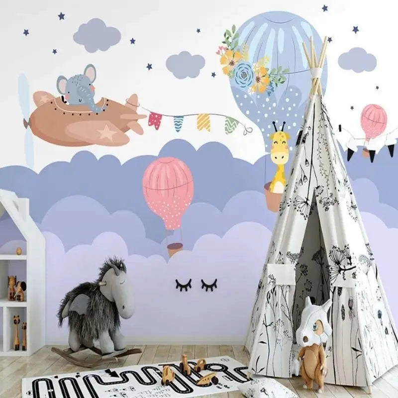 Habitación para bebé con tema de avión
