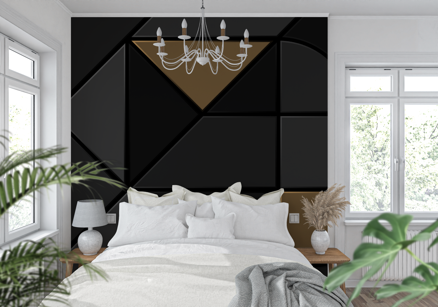 Papier Peint Moderne Noir - tendance mur