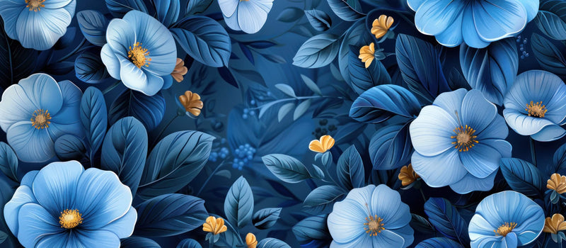 Papier Peint Bleu Fleuri