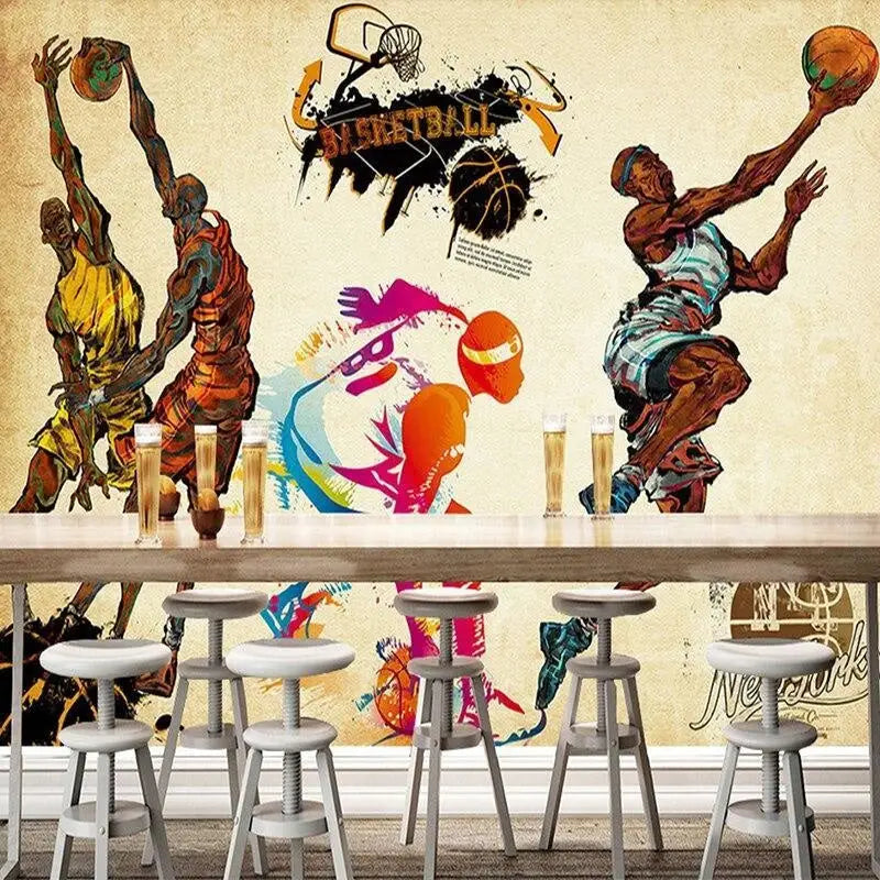 Decoración de dormitorio juvenil de baloncesto