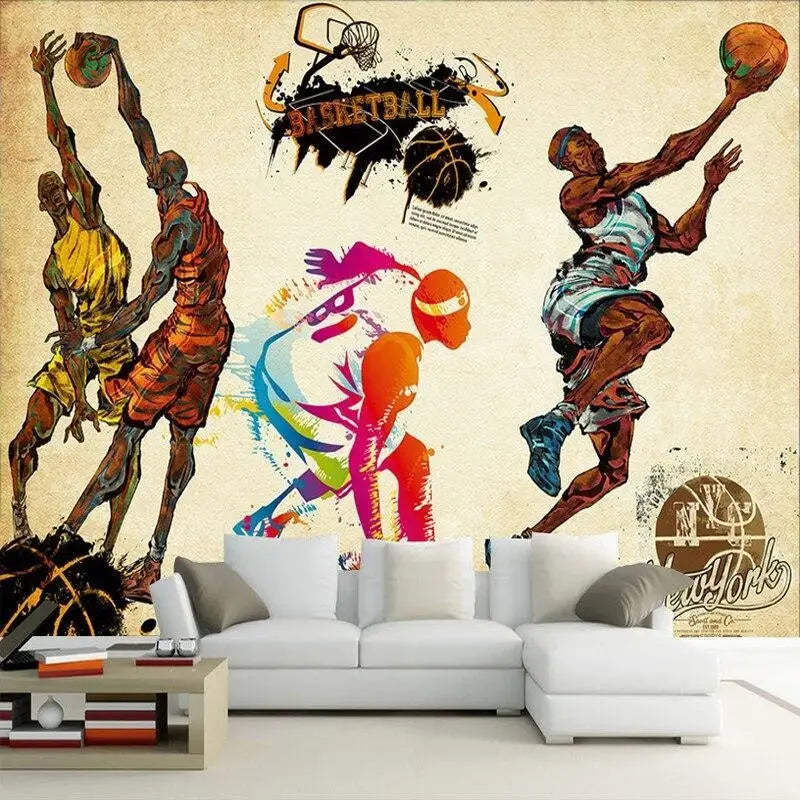 Decoración de dormitorio juvenil de baloncesto