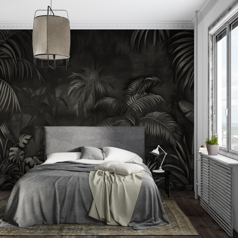 Papier Peint Tropical Noir - pano mural