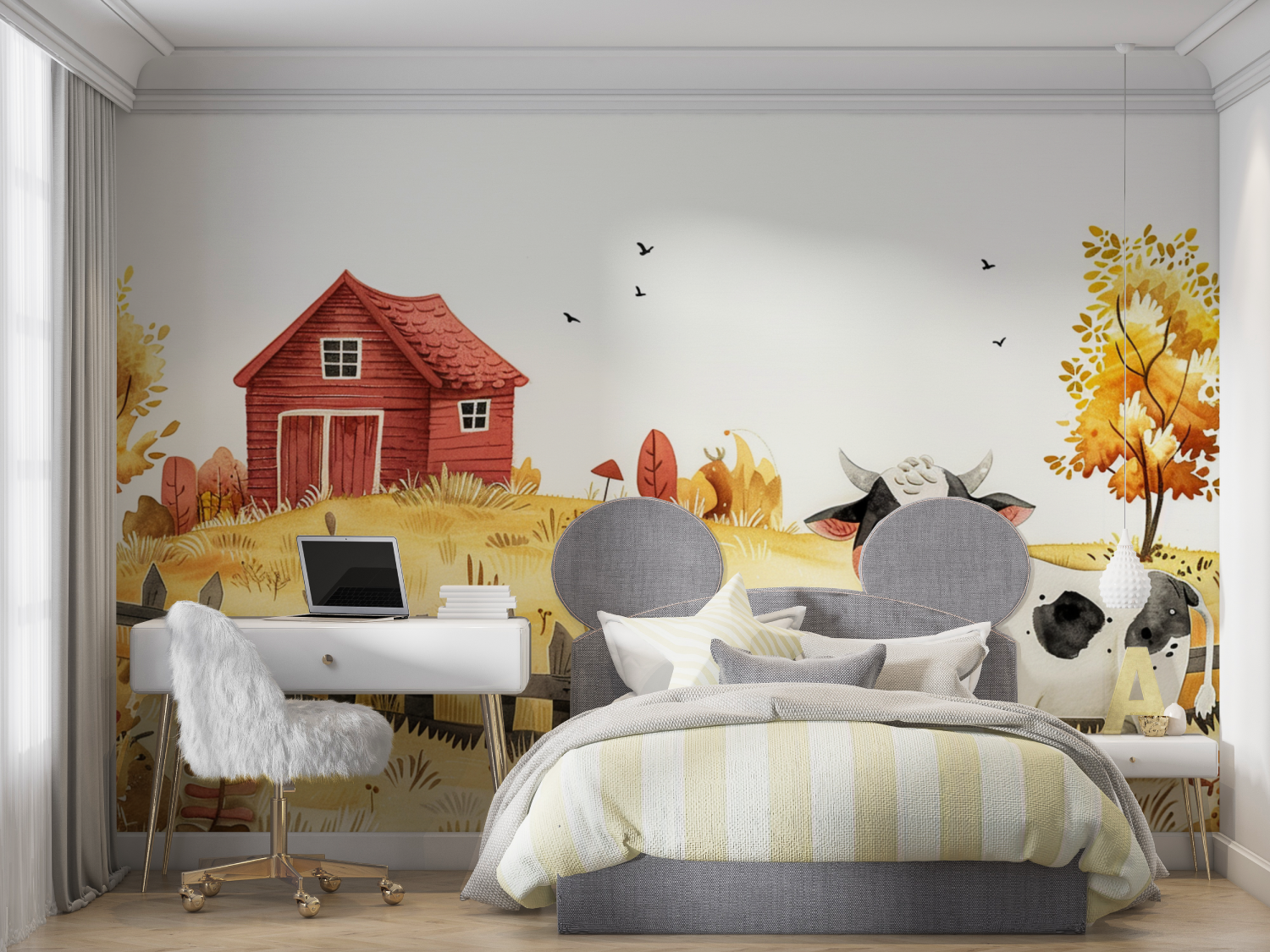 Papel pintado infantil de la granja - niño panorámico