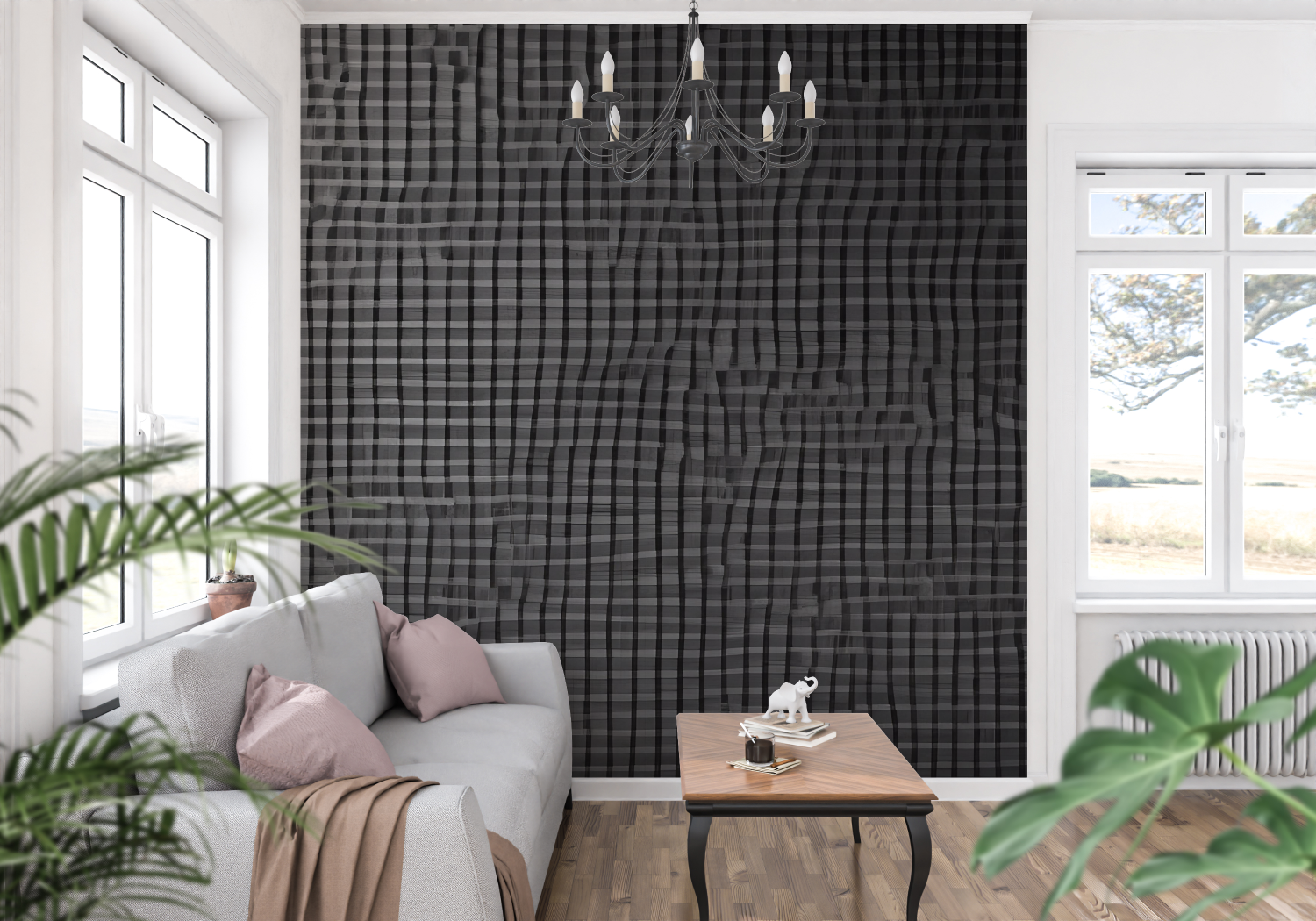 Papel pintado de cuero negro - panorámico-pared
