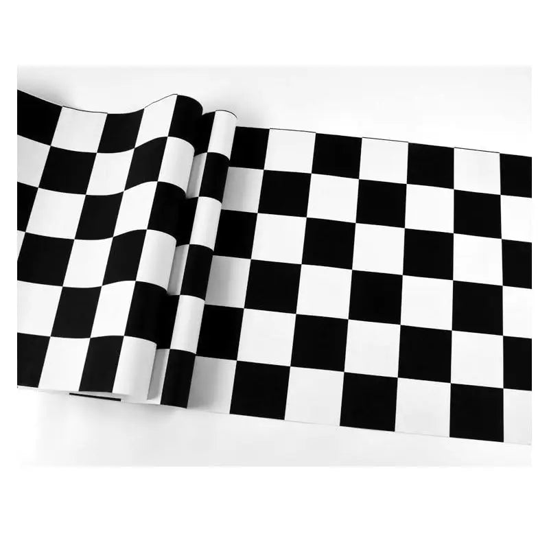 Cenefa de papel pintado de tablero de ajedrez en blanco y negro