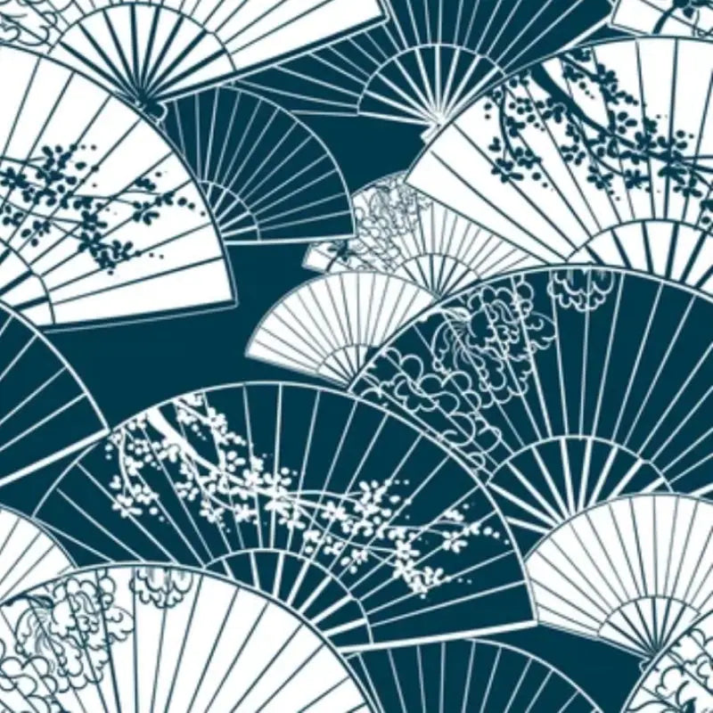 Papel pintado con estampado azul japonés - Second Image