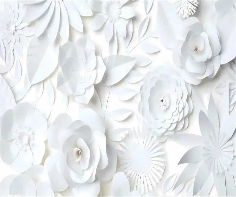 Papel pintado de flores blancas 3d