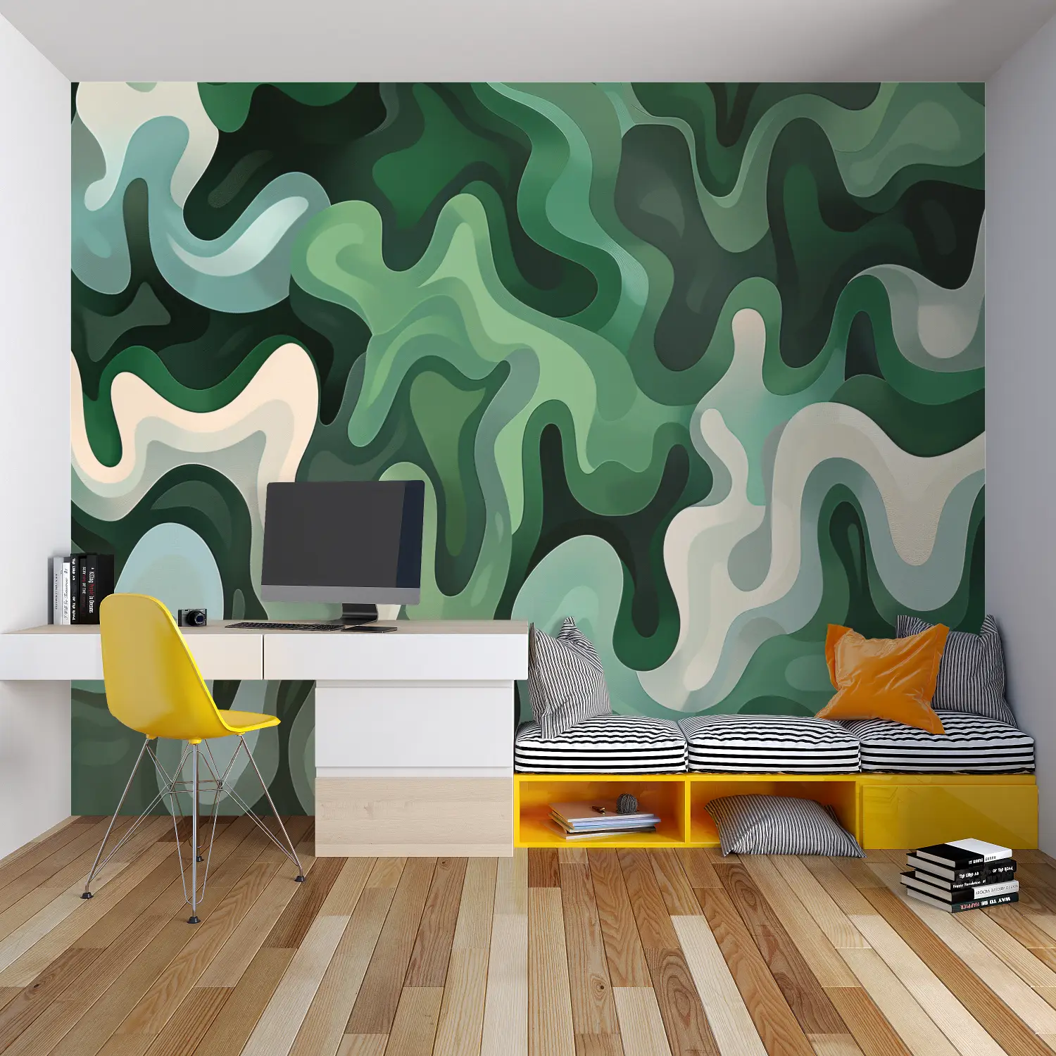 Papier Peint Ado Camouflage Vert - tapisserie garçon