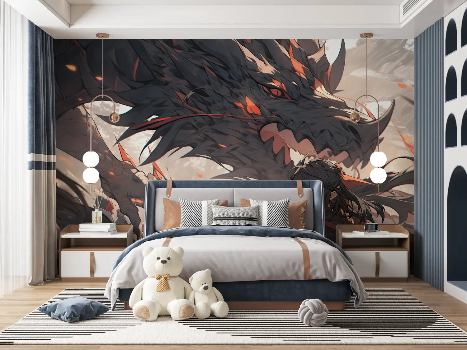 Papier Peint Anime Dragon Protecteur - tapisserie ado