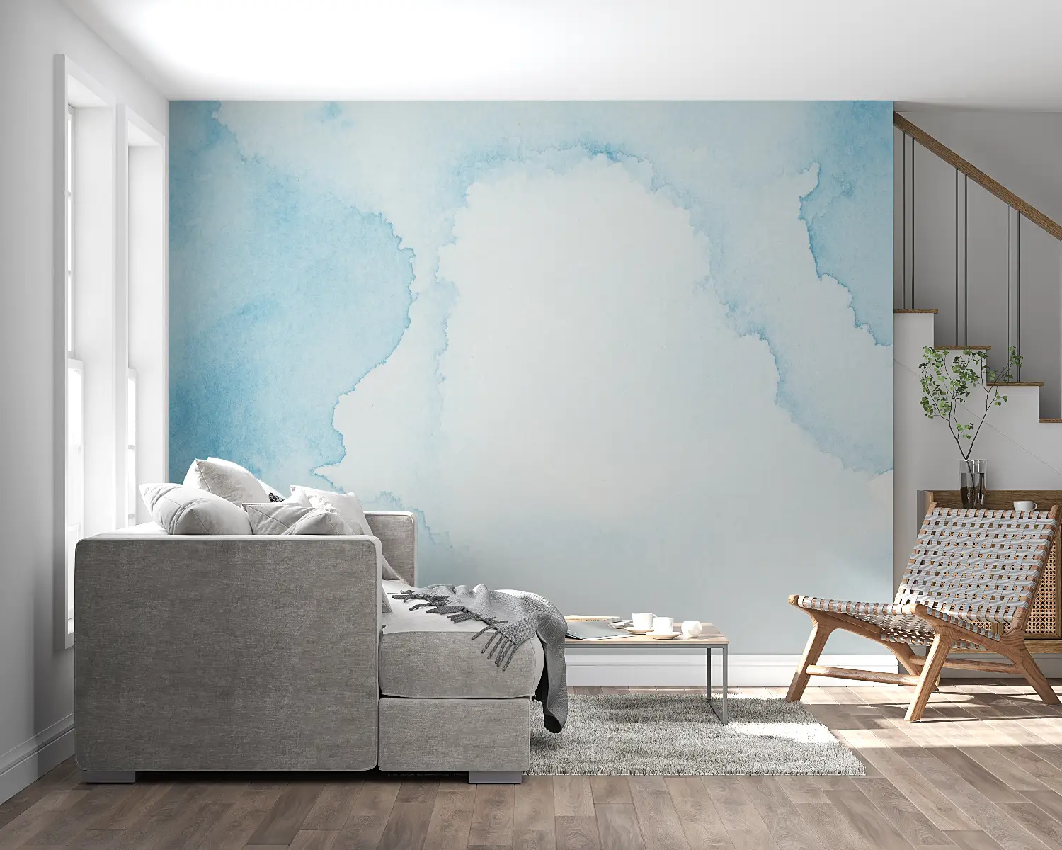 Papel pintado de acuarela azul - dormitorio de adultos
