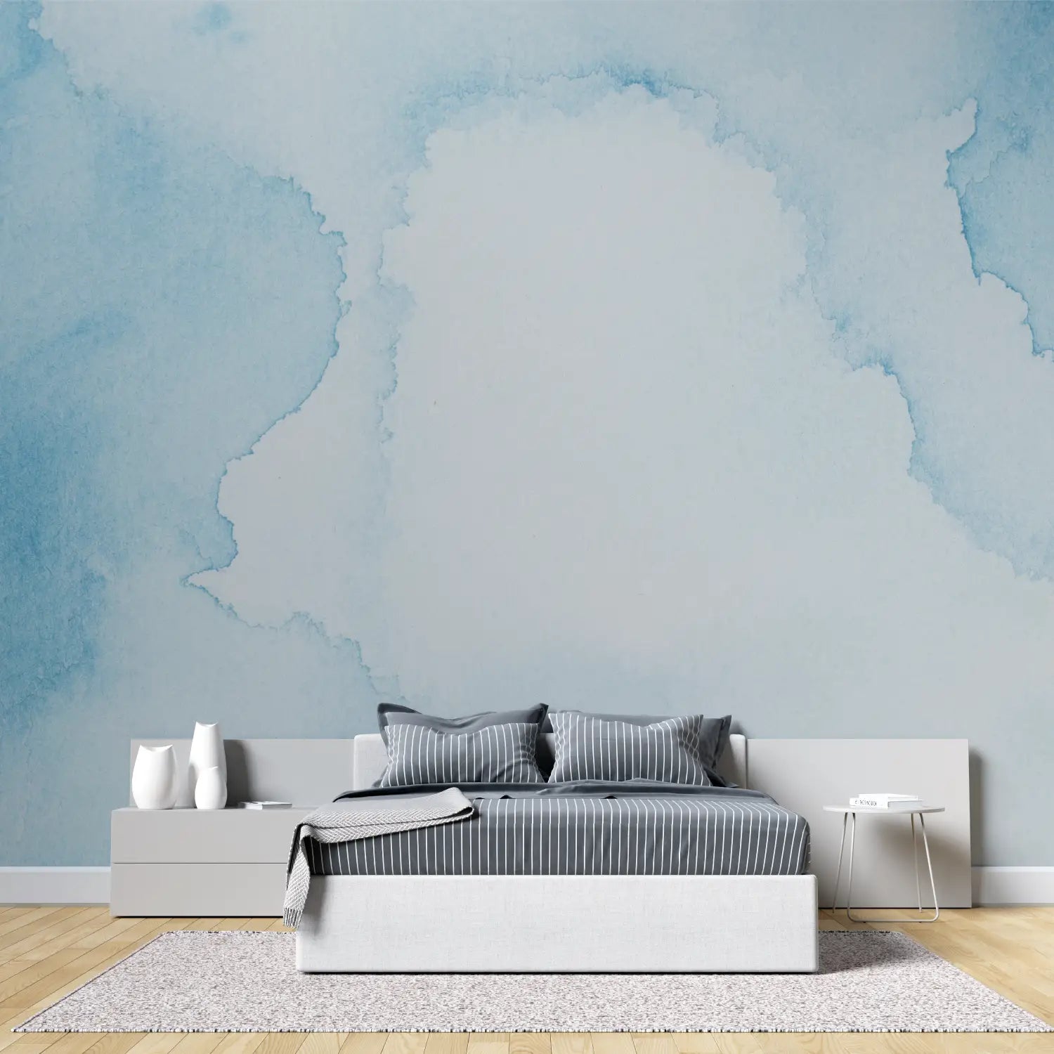 Papel pintado de acuarela azul - fotomural panorámico