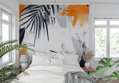 Papel pintado con naranja - tendencia en las paredes