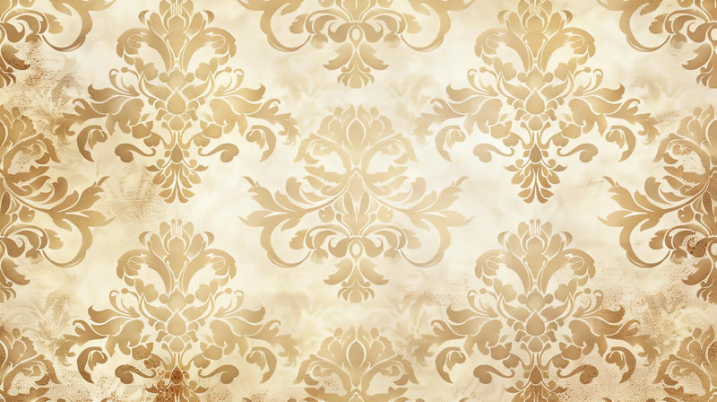 Papel pintado barroco beige dorado