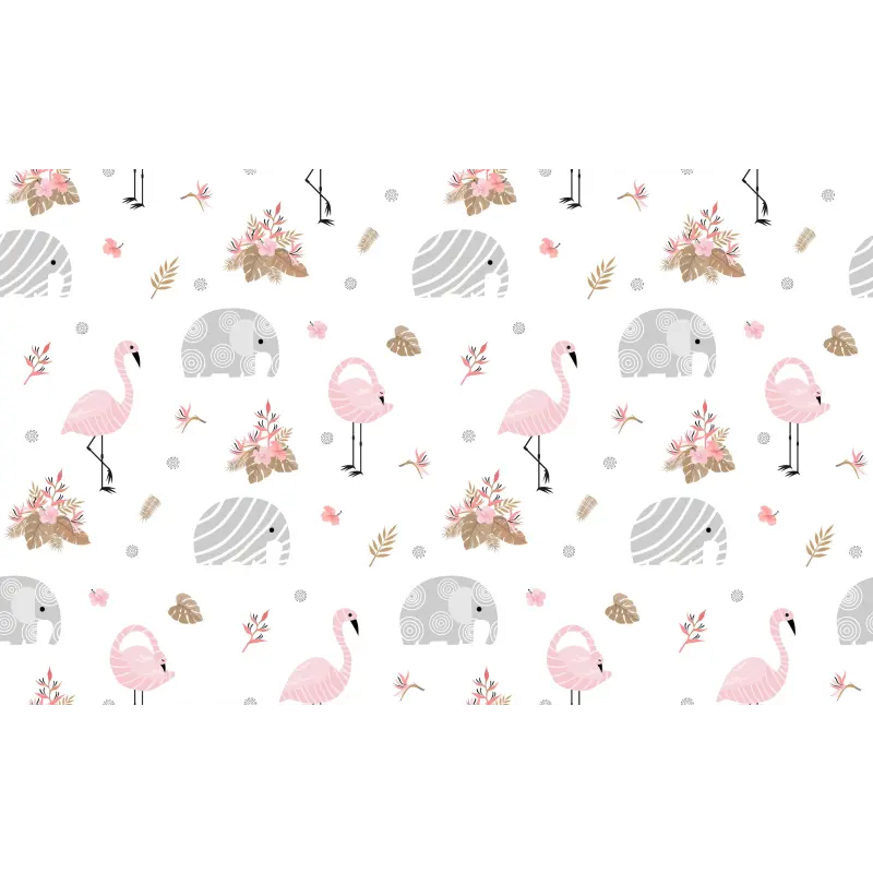 Papier peint bébé Flamant rose blanc