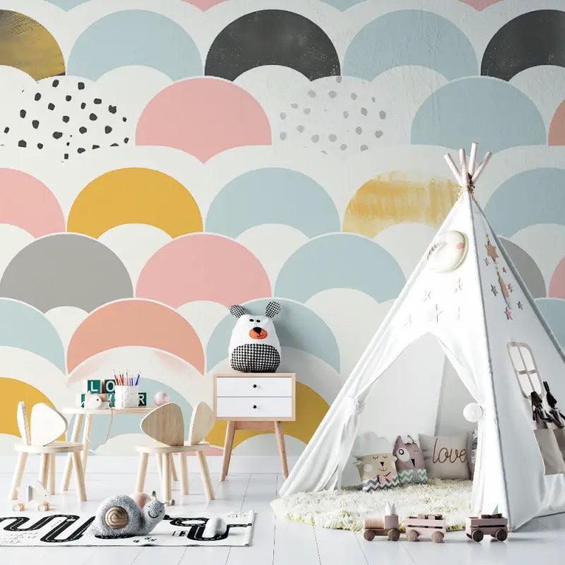 Papier Peint Bébé Géométriques Scandinaves - bebe tipi