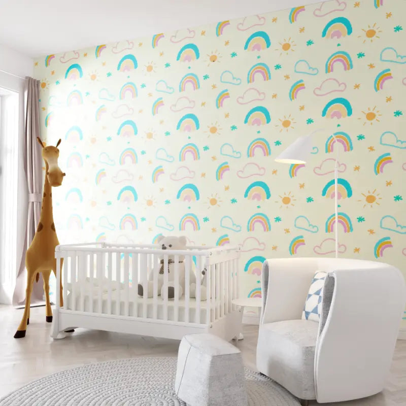 Papier peint bébé motifs Licornes - chambre de bebe