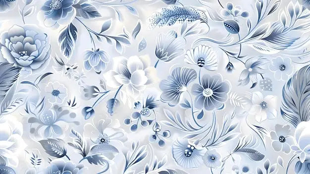 Papel Pintado De Flores Azules Pastel