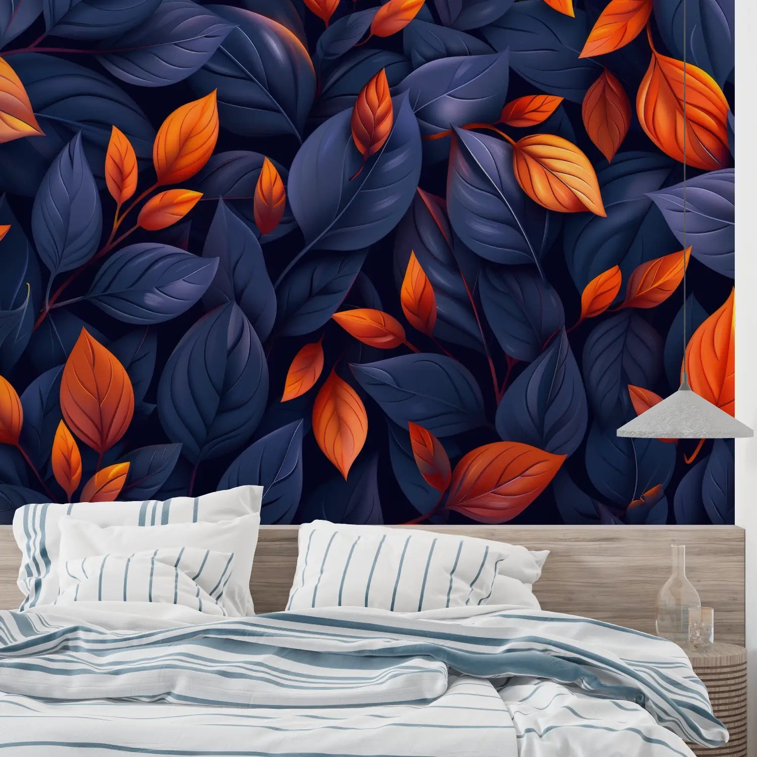 Papel pintado naranja azul oscuro - leroy merlin