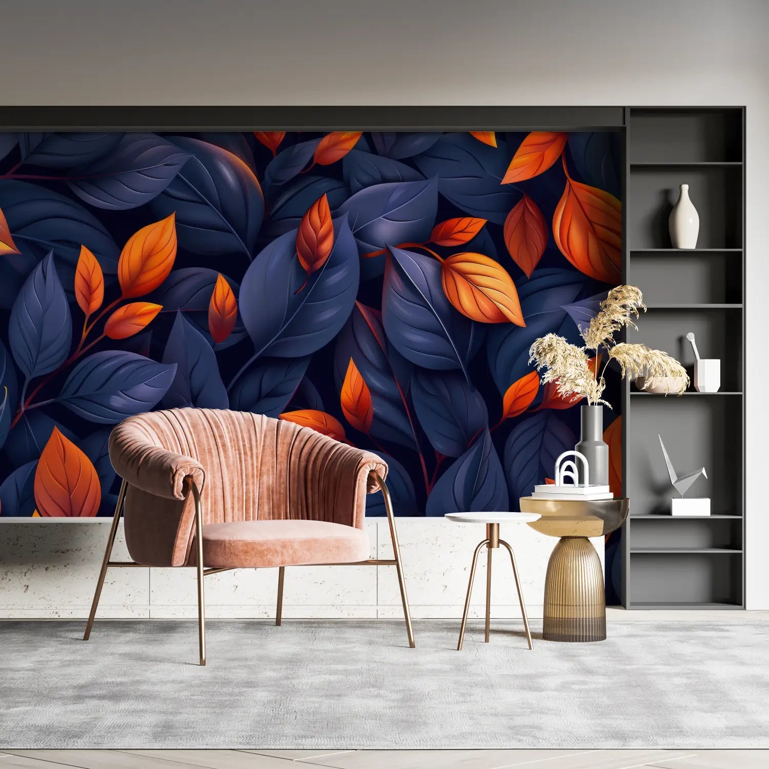 Papel pintado naranja azul oscuro - hecho a medida