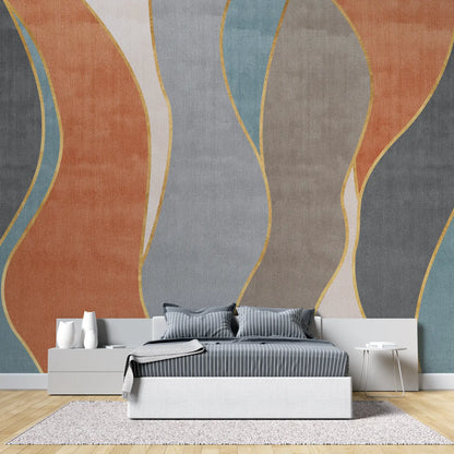 Papel pintado azul terracota - dormitorio de adultos