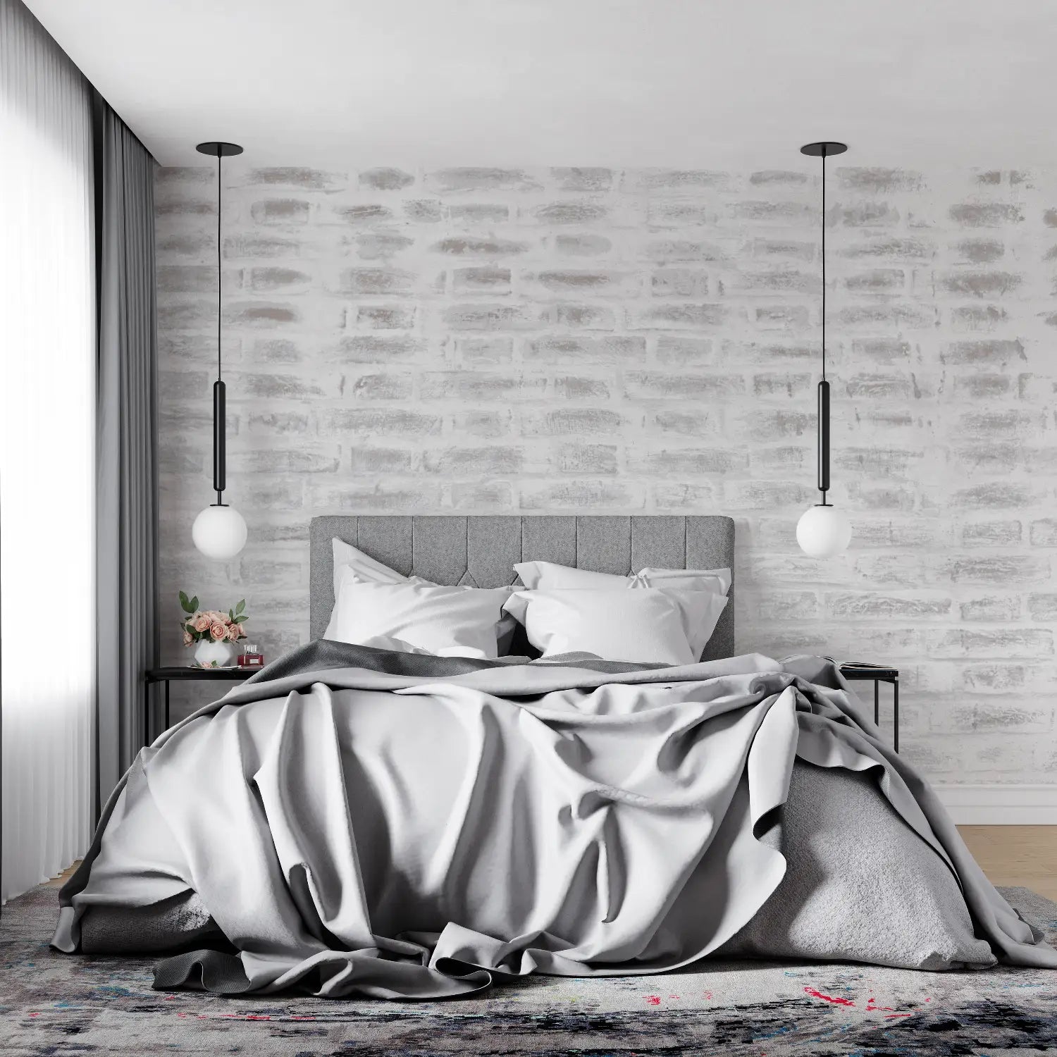 Papel pintado Ladrillo Gris Claro - panorámico 4murs