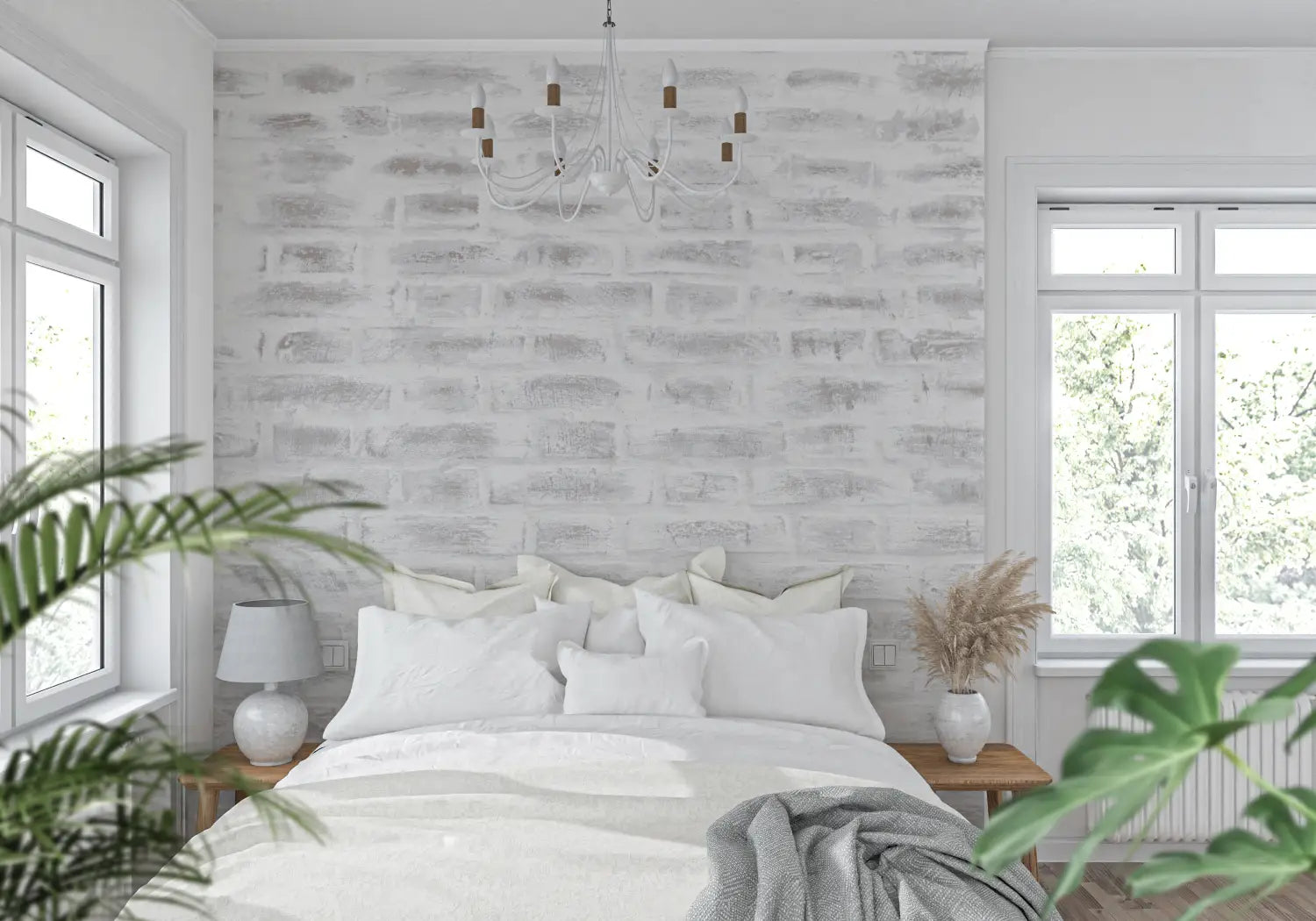 Papel pintado Ladrillo Gris Claro - 4murs