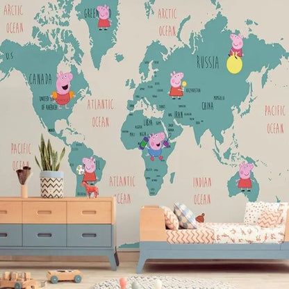 Papel Pintado con mapa de la habitación del bebé de Peppa Pig