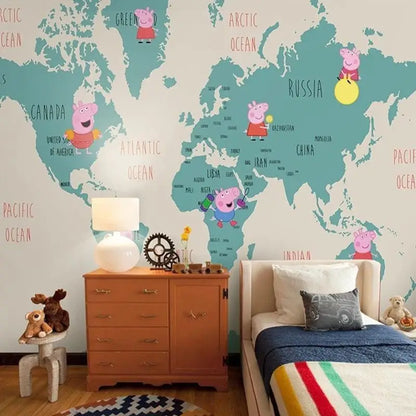Papel Pintado con mapa de la habitación del bebé de Peppa Pig