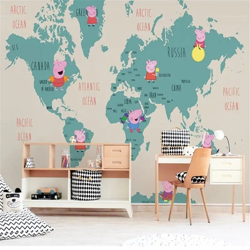 Papel Pintado con mapa de la habitación del bebé de Peppa Pig