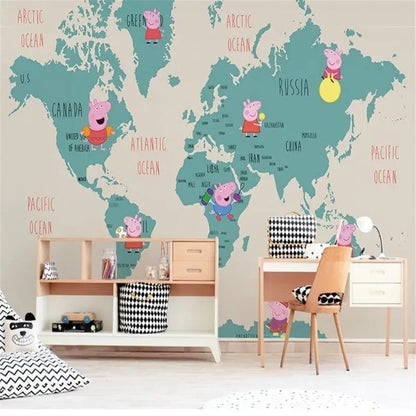 Papel Pintado con mapa de la habitación del bebé de Peppa Pig