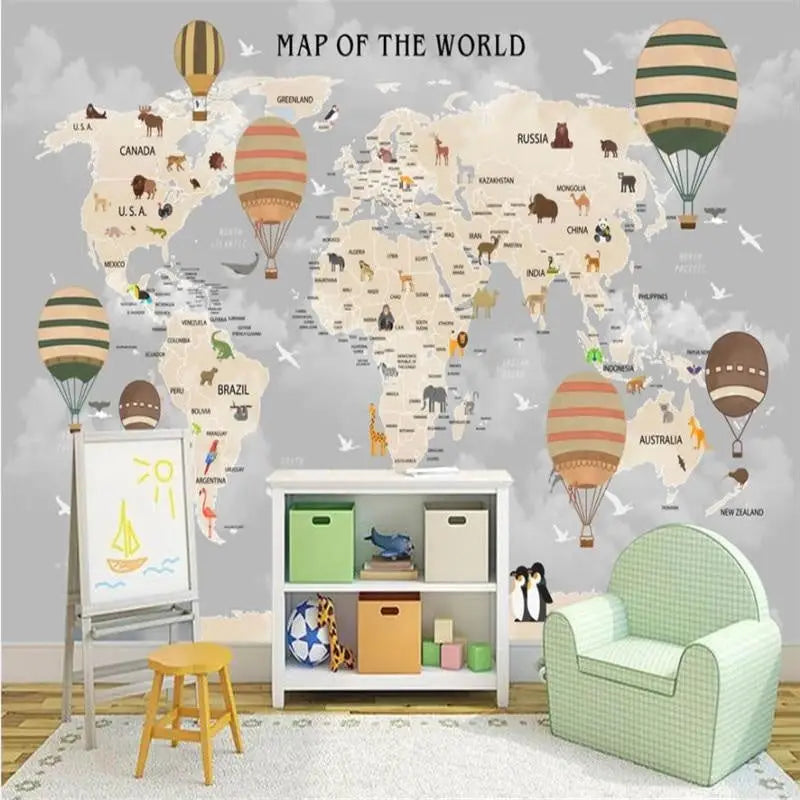 Papel pintado para dormitorio con mapa mundial - Second Image