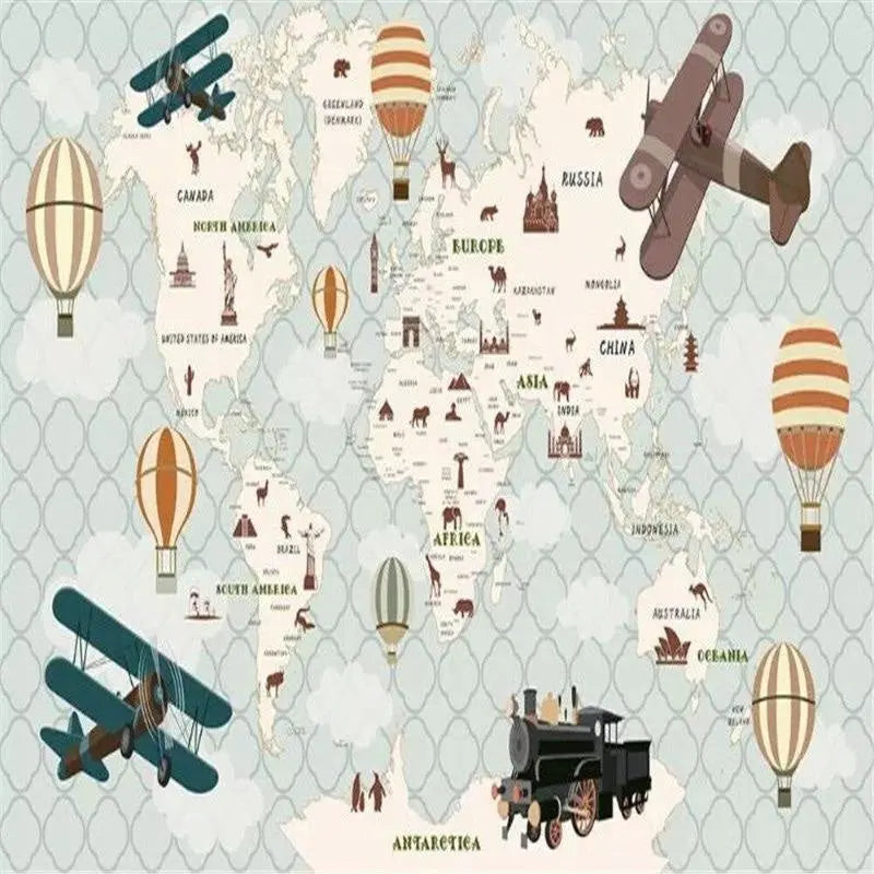 Fondo De Pantalla Del Mapa Mundial De La Habitación Del Bebé - Second Image