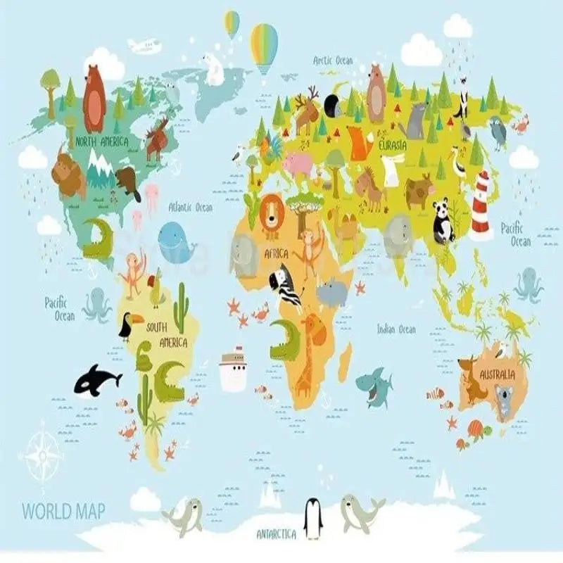 Decoración De Dormitorio De Papel Pintado De Mapa Mundial