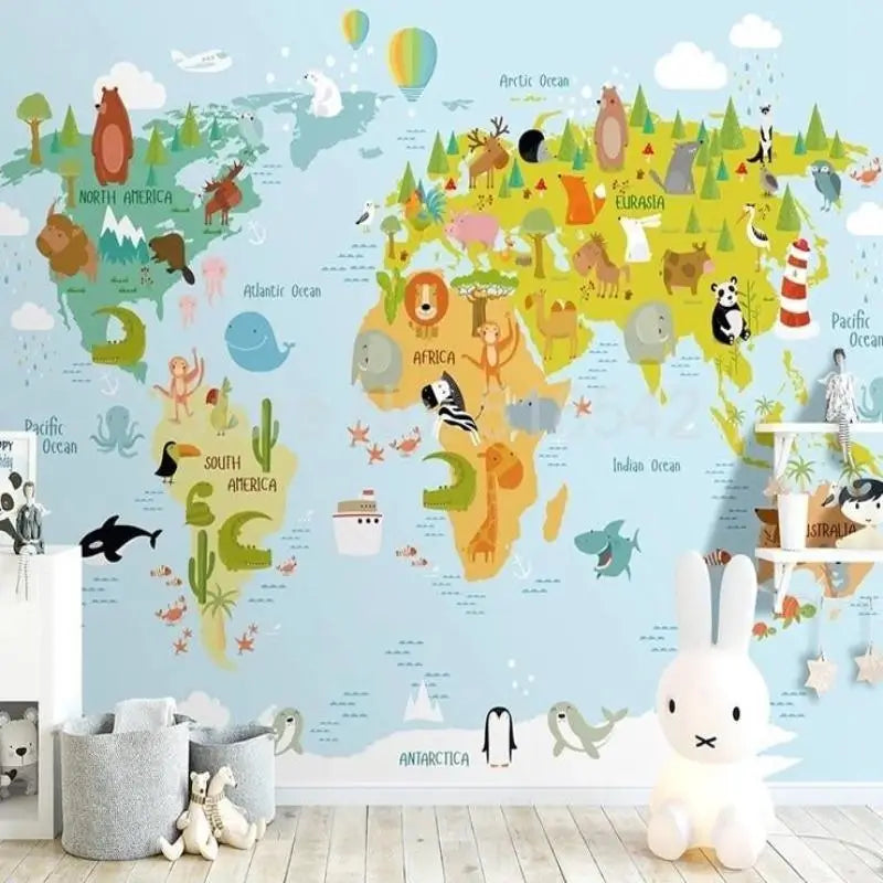 Decoración De Dormitorio De Papel Pintado De Mapa Mundial