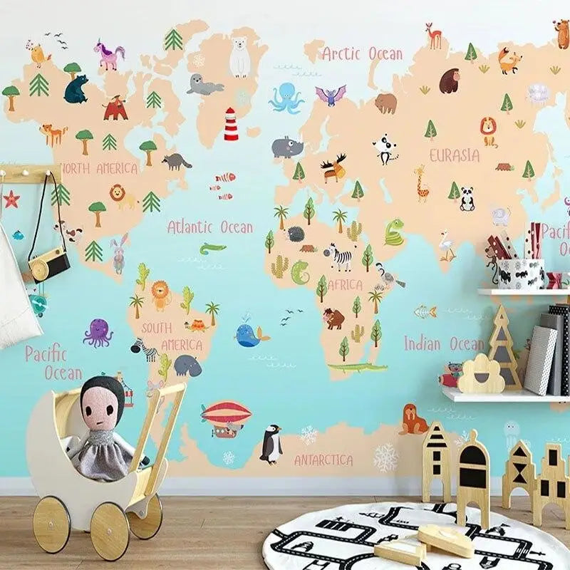 Papel Pintado de Mapa Mundial Infantil