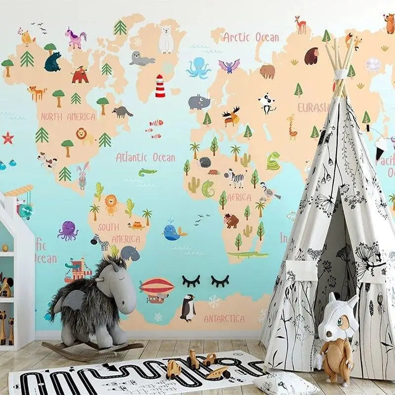 Papel Pintado de Mapa Mundial Infantil
