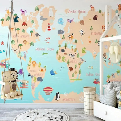 Papel Pintado de Mapa Mundial Infantil
