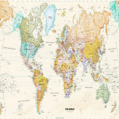 Papel Pintado De Mapa Mundial Con Patrón Occidental