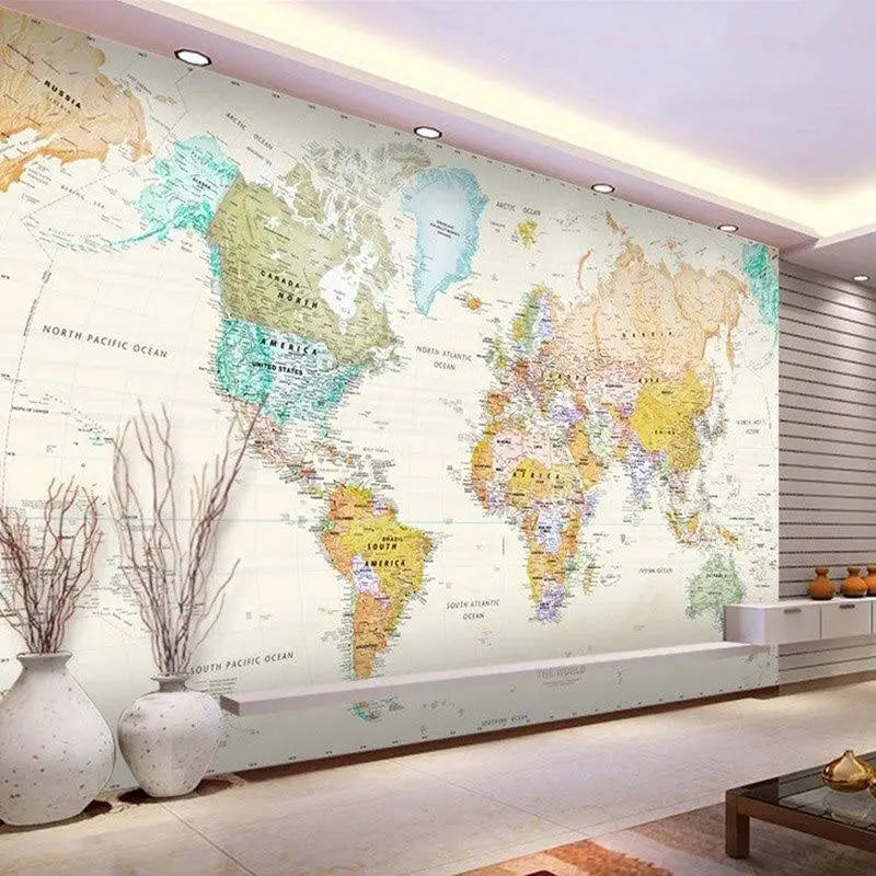 Papel Pintado De Mapa Mundial Con Patrón Occidental