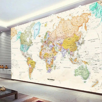 Papel Pintado De Mapa Mundial Con Patrón Occidental