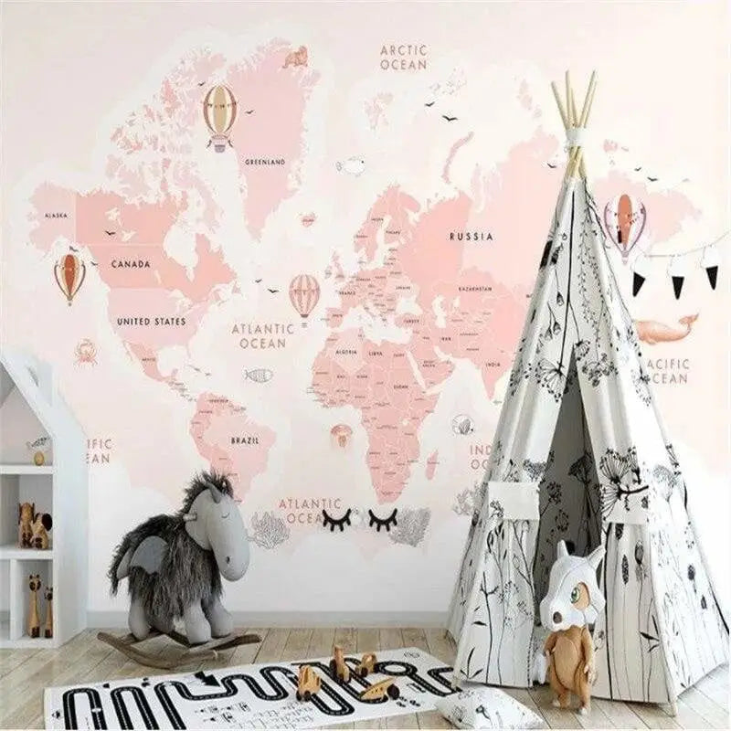 Papier Peint Carte du Monde Rose Gold